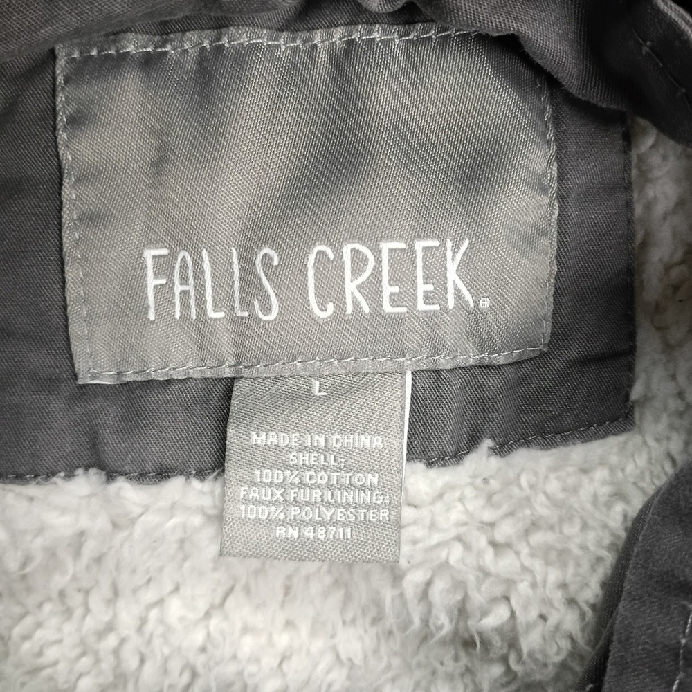 Falls Creek Utility Vest Women Large Gray Faux Fur Lined Hooded Cotton - Picture 4 of 5